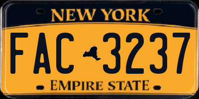 NY license plate FAC3237