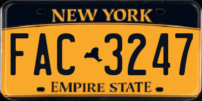 NY license plate FAC3247