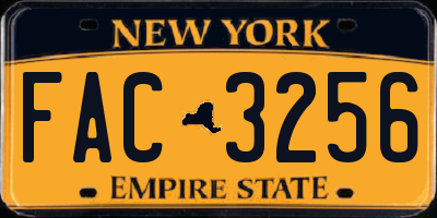 NY license plate FAC3256