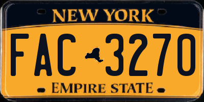 NY license plate FAC3270