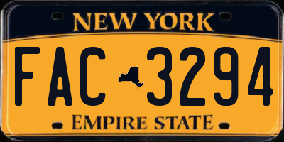 NY license plate FAC3294