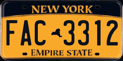 NY license plate FAC3312