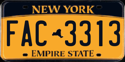 NY license plate FAC3313