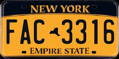 NY license plate FAC3316