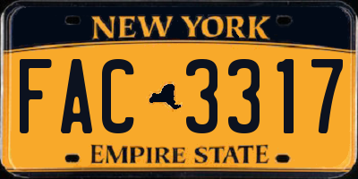NY license plate FAC3317