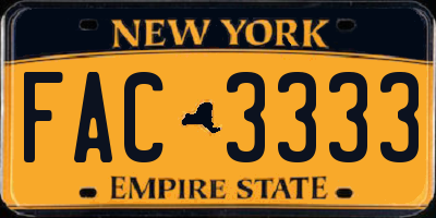 NY license plate FAC3333