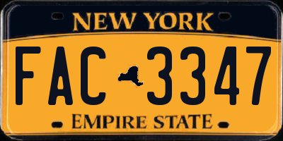 NY license plate FAC3347