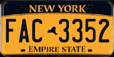 NY license plate FAC3352