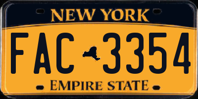 NY license plate FAC3354