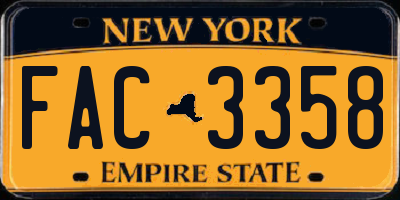 NY license plate FAC3358