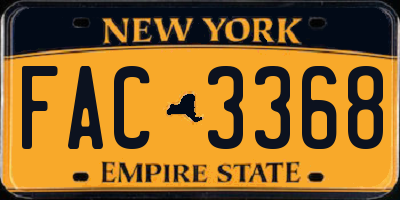 NY license plate FAC3368