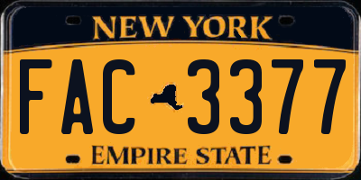 NY license plate FAC3377