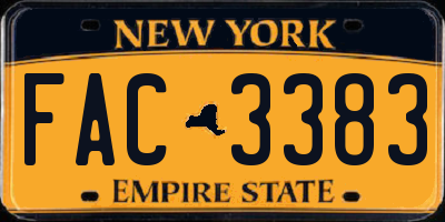 NY license plate FAC3383