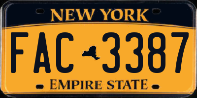 NY license plate FAC3387