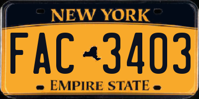 NY license plate FAC3403