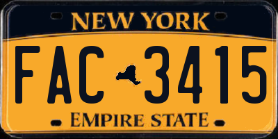 NY license plate FAC3415