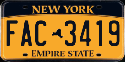 NY license plate FAC3419