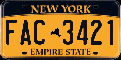 NY license plate FAC3421