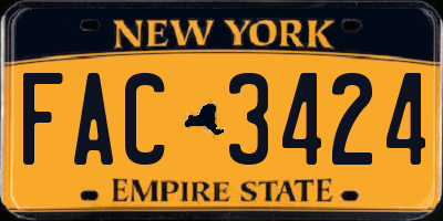 NY license plate FAC3424