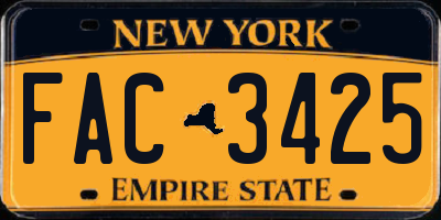 NY license plate FAC3425