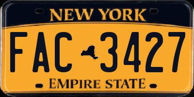 NY license plate FAC3427