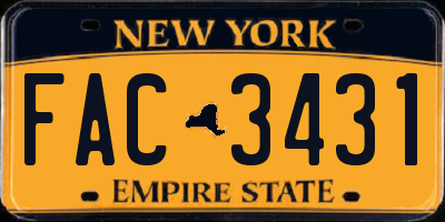NY license plate FAC3431