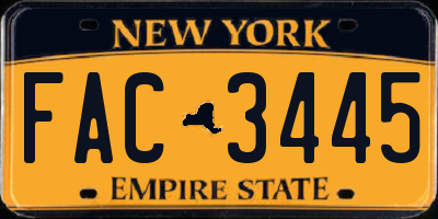 NY license plate FAC3445