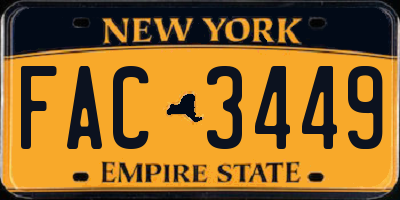 NY license plate FAC3449