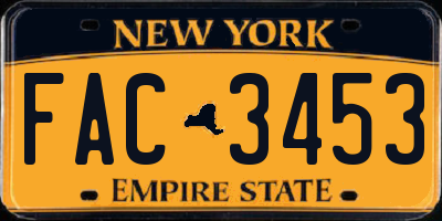 NY license plate FAC3453