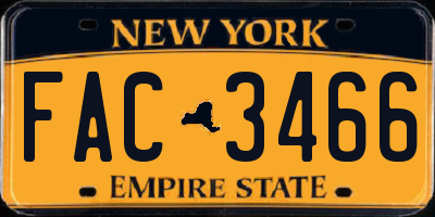 NY license plate FAC3466