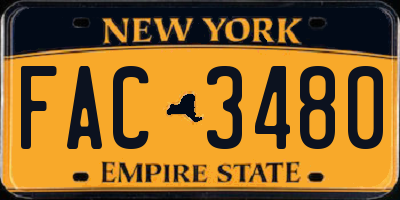 NY license plate FAC3480