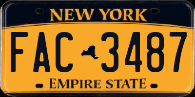 NY license plate FAC3487