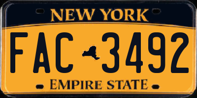NY license plate FAC3492