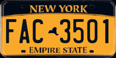 NY license plate FAC3501