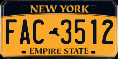 NY license plate FAC3512