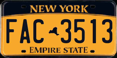 NY license plate FAC3513