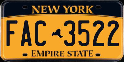 NY license plate FAC3522