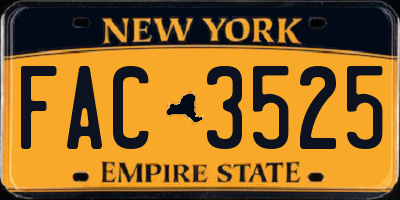 NY license plate FAC3525