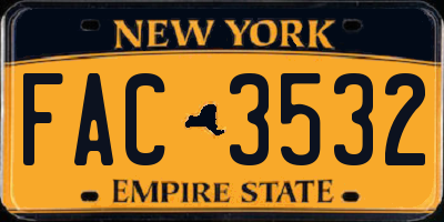 NY license plate FAC3532
