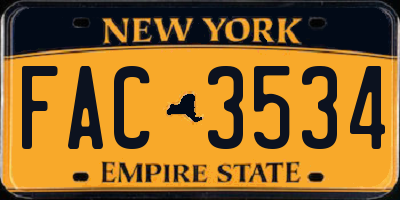 NY license plate FAC3534