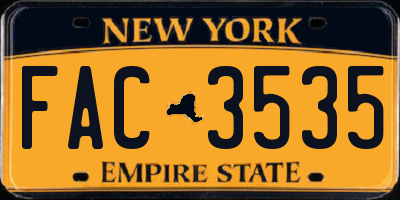 NY license plate FAC3535
