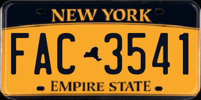 NY license plate FAC3541
