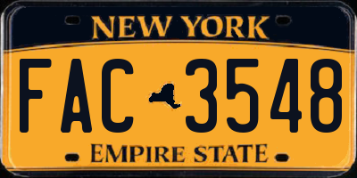 NY license plate FAC3548