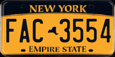 NY license plate FAC3554