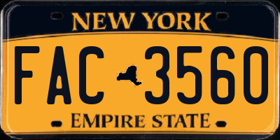 NY license plate FAC3560