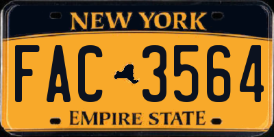 NY license plate FAC3564