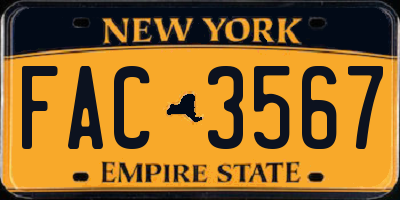 NY license plate FAC3567