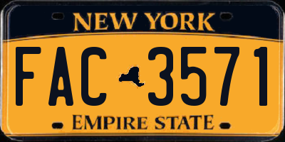 NY license plate FAC3571
