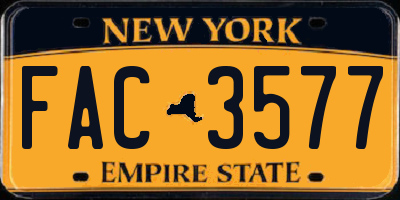NY license plate FAC3577