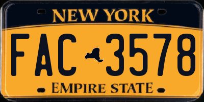 NY license plate FAC3578